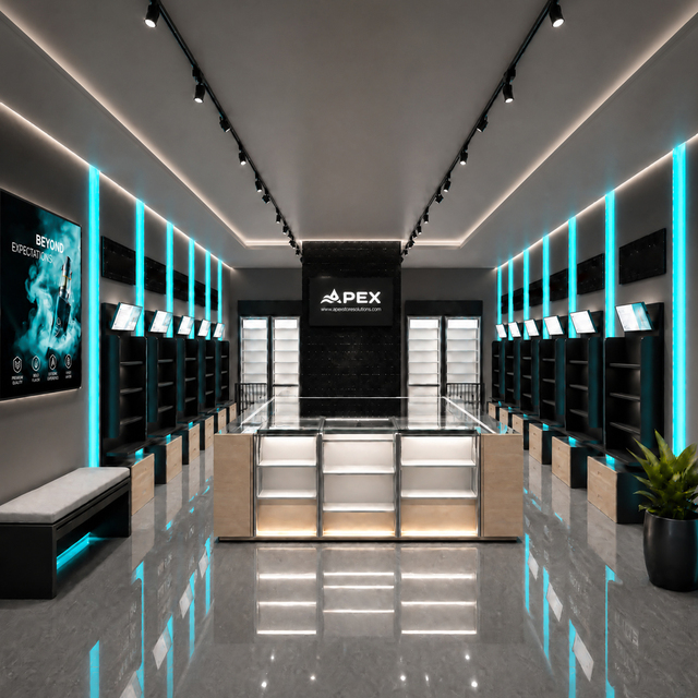 Custom Smoke Shop Display Solutions Full Cigarette Shop Fixtures Display Showcase Cabinets for Retail Stores