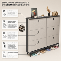 Armoire à chaussures murale ultra-fine en acier italienne avec rangement pour entrée/porte