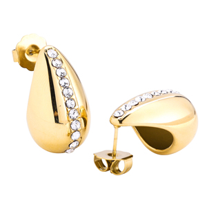 Pendientes de Gota de Agua con Incrustaciones de Diamantes de Circonio, Acero Inoxidable Chapado en Oro de 18K, Joyería de Moda de Alta Calidad para Mujer - Product Image 5
