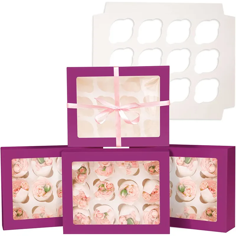 종이 상자 식품 포장 크래프트 종이 큐브 상자 쉬운 조립 뚜껑이있는 작은 판지 방수 생일 파티 테이크 아웃