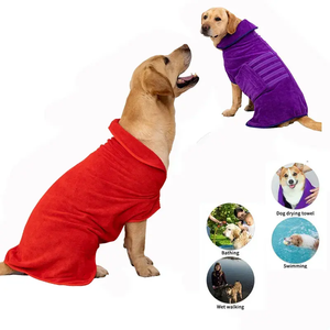 Peignoir de bain de luxe en microfibre pour chien et chiot Serviette épaisse super absorbante pour le séchage Serviette de toilettage réglable pour animaux de compagnie chats - Product Image 1