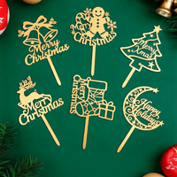 Décoration de gâteau de Noël en acrylique doré effet miroir, insert pour gâteau Joyeux Noël pour la décoration de gâteaux de fête