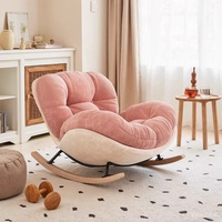 Fauteuil à bascule en forme de coquille avec repose-pieds, chaise à bascule coulissante, chaise d'appoint rembourrée en fibre de polyester haute densité, design anti-basculement