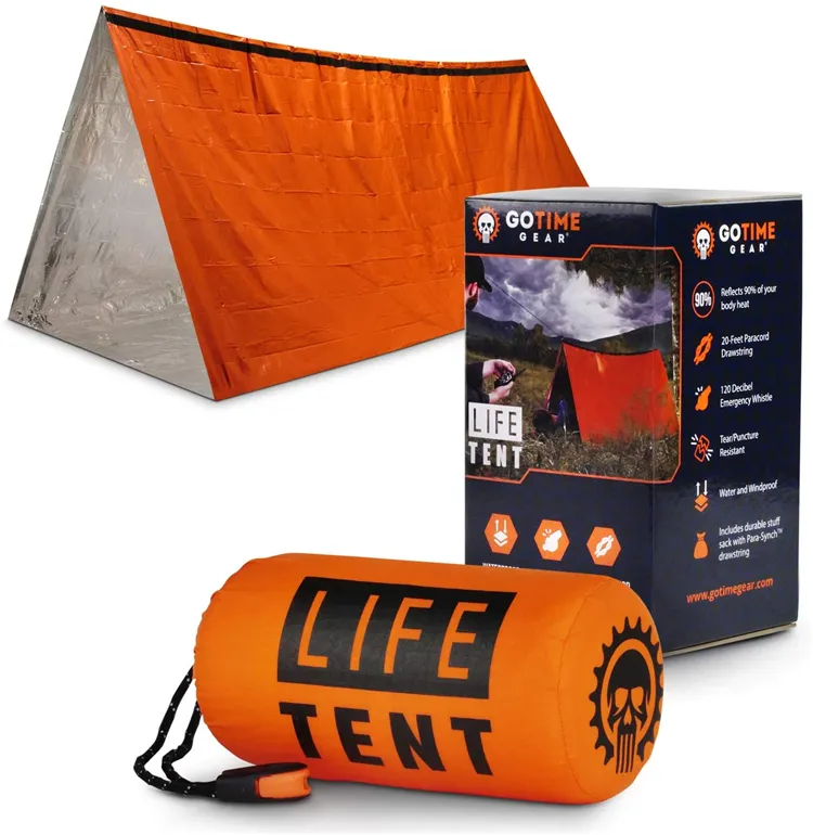 Hot Sale Go Time Gear Life Orange Wasserdichtes Thermal Survival Shelter Not schlauch zelt für Camping Wandern