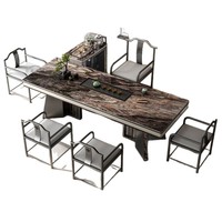 Juego de Mesa de Té de Estilo Chino de Lujo, de Madera, Altura Ajustable, Fácil de Montar, Moderno y Minimalista, con Sillas para el Hogar, la Oficina o el Té Kung Fu