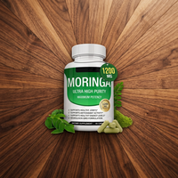 Capsules de feuilles de Moringa 1200 mg, complément alimentaire végétalien à base de plantes pour adultes, soutien de la santé immunitaire et intestinale