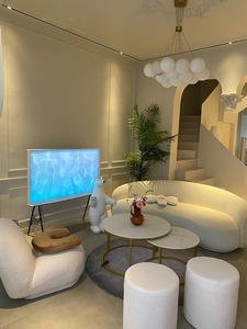 Ensemble de canapé en tissu de patte de chat de style crème de forme irrégulière pour petits salons Chambres <span class=keywords><strong>d</strong></span>'hôtes pour <span class=keywords><strong>la</strong></span> réception Zones Internet Éponge - Product Image 2