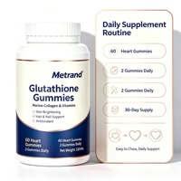 Gummies au glutathion Metrand avec collagène marin et vitamines pour éclaircir la peau, soin antioxydant pour les cheveux et les ongles, 60 pièces