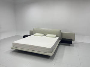 Muebles de dormitorio de tela Horizon minimalista italiano, respaldo de cabecera grande, cama doble tapizada cómoda - Product Image 3