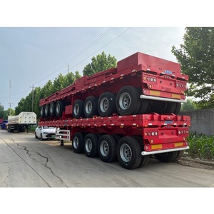 Directo de fábrica 4 <span class=keywords><strong>ejes</strong></span> 40 pies 45 pies Semirremolque plano Remolque Plano de Transporte de acero duradero - Product Image 6