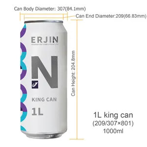 Kaleng logam kustom 250ml 330ml 500ml 355ml 473ml standar ramping tidak bermotif kaleng minuman aluminium putih untuk minuman soda bir