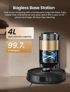 Base de autovaciado al por mayor para robot aspirador y fregador Q20 Plus, succión de 10000Pa, 200 minutos de autonomía, navegación Lidar, motor sin escobillas - Product Image 3