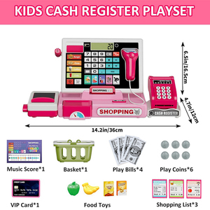 Caisse enregistreuse <span class=keywords><strong>de</strong></span> jeu pour enfants avec calculatrice réelle, jouet en plastique pour le jeu <span class=keywords><strong>de</strong></span> rôle mathématique, pour les tout-petits <span class=keywords><strong>de</strong></span> 3 ans, garçons et filles - Product Image 6