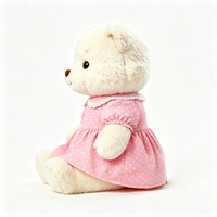 Ours en peluche personnalisé blanc crème, jouet en peluche moelleux avec robe ornée de dentelle, adorable animal en peluche doux