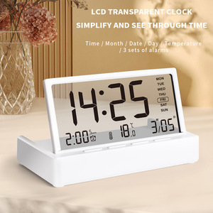 YIZHI plegable pantalla <span class=keywords><strong>LCD</strong></span> Digital tiempo temperatura fecha pantalla escritorio reloj despertador hogar dormitorio función de repetición reloj electrónico - Product Image 6