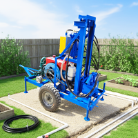 Foreuse de puits d'eau portable sur roues 100m 150m 200m avec moteur diesel 35HP et pompe à boue pour forage souterrain