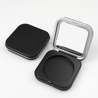 Boîtier carré vide pour poudre compacte noir mat avec miroir, palette de maquillage pour le visage en plastique, compartiment intérieur 59 mm, palette blush et contour
