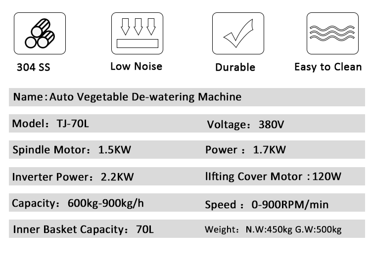 Equipo vegetal vegetal automático del deshidratador de la comida de la máquina TJ-70L Fuit del deshidratador