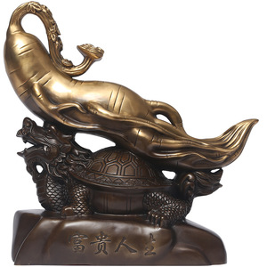 Ornement en laiton Dragon Tortue Ginseng Feng Shui pour la maison, le bureau, la décoration de bureau, cadeau pour la prospérité - Product Image 4