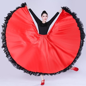 Jupe longue à volants pour <span class=keywords><strong>femme</strong></span>, style danse du ventre espagnole, <span class=keywords><strong>mexicaine</strong></span>, flamenco, bomba, plena, robe de danse fluide, <span class=keywords><strong>costume</strong></span> pour la danse orientale - Product Image 5