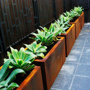 Jardinera Rectangular de Acero Corten, Estilo Europeo Moderno y Minimalista, para Exteriores, para Plantas y Flores, Uso en Jardín, Acabado Sin Recubrimiento - Product Image 2