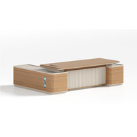 Sanxin luxueux moderne en forme de L bureau exécutif épaissi bois tiroir stockage fil routage boîte modulaire bureau meubles Table