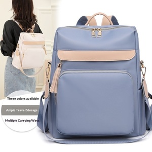 <span class=keywords><strong>Sac</strong></span> à dos en nylon avec fermeture éclair pour <span class=keywords><strong>femme</strong></span>, style simplicité urbaine, avec surpiqûres contrastées pour un look plus épuré - Product Image 3