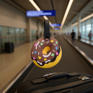 Etiqueta para equipaje con forma de donut de 9 cm, diseño colorido para identificación de bolsas de viaje - Product Image 2