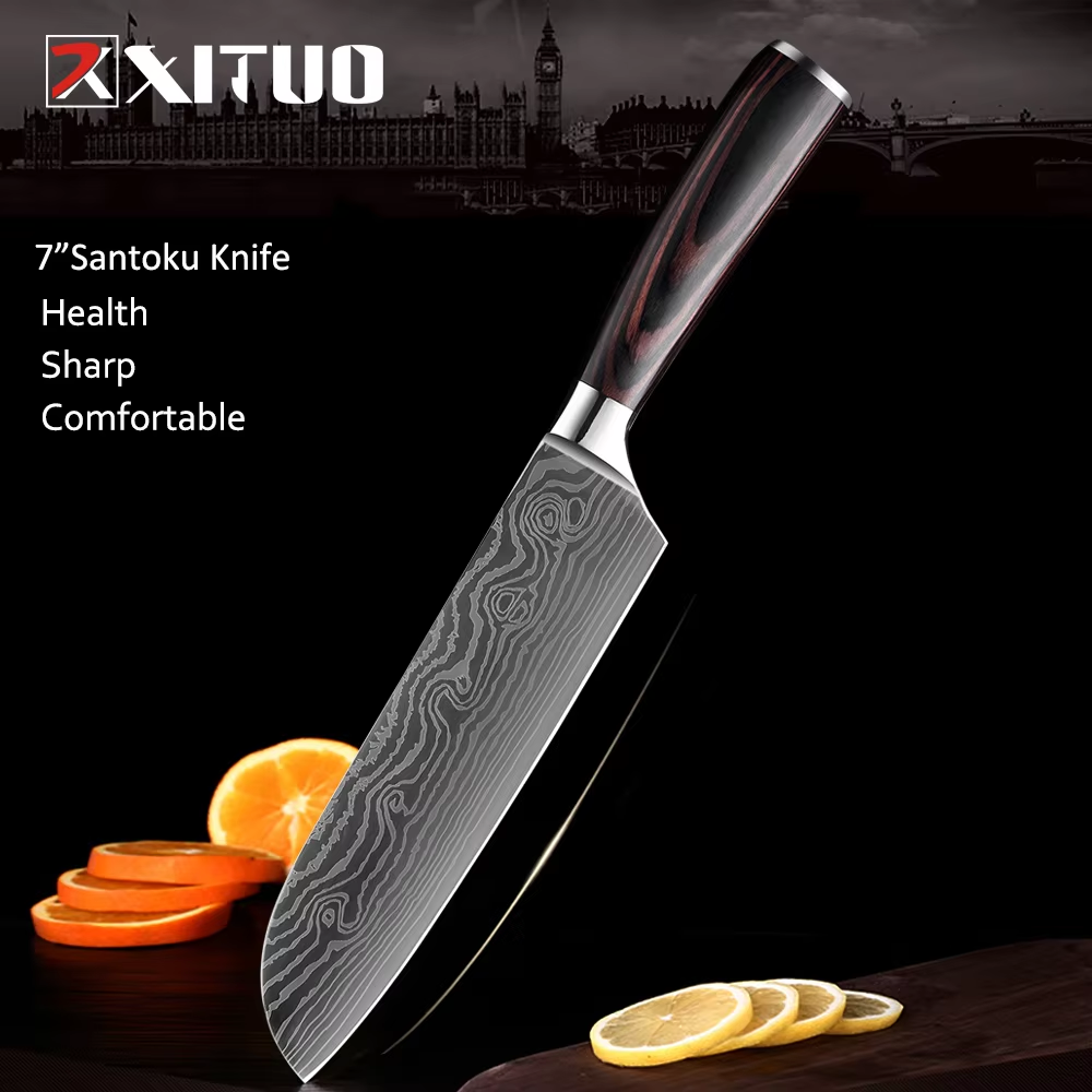 Couleur Bois Santoku 7-LS-R5d