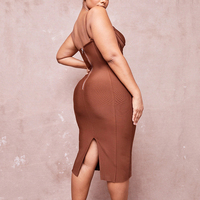 Robe bandage de soirée élégante grande taille pour femmes à bretelles suspendues robe de banquet de bal formelle fendue sexy de grande taille personnalisée