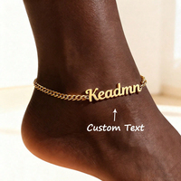 Chaîne de cheville personnalisée en acier inoxydable PVD anti-ternissement avec maillons cubains épais, certifiée CE, pour dropshipping – Bijoux de plage personnalisables