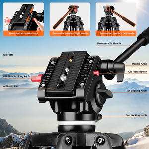 Trípode profesional de aluminio para teléfono móvil, patas telescópicas de carga de 10kg, soporte Vlog resistente con diseño plegable de nivel de burbuja - Product Image 4
