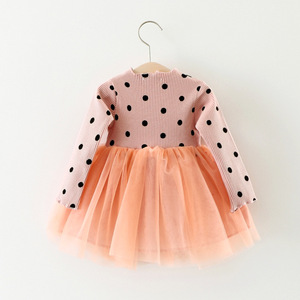 Nouvelle robe en tulle à pois tricotée à manches longues pour filles, nouvelle robe de princesse pour enfants, printemps automne - Product Image 3