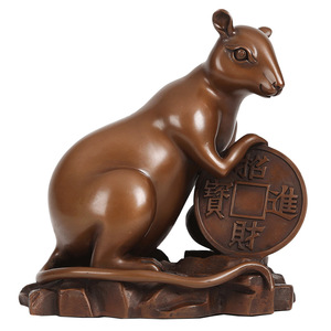 Figura de cobre del zodiaco de la rata, escultura de animales de cobre hecha a mano, decoración de escritorio para el hogar y la oficina, regalo de Año Nuevo Chino - Product Image 4