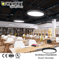 Lustre LED rond à suspension au plafond, installation en surface, hauteur réglable, pour les établissements d'enseignement