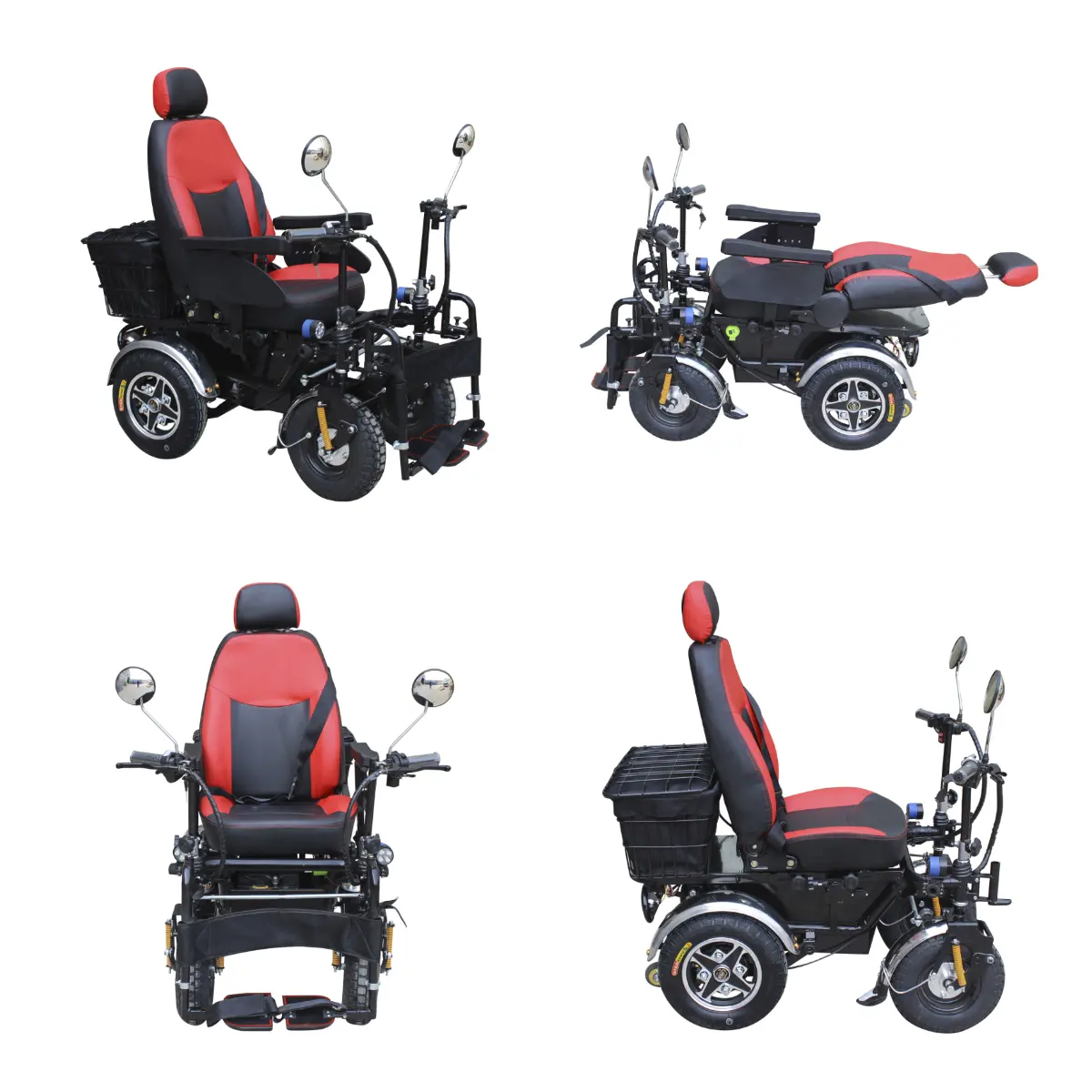 Fauteuil roulant tout-terrain avec pistes fauteuil roulant électrique de Cross-Country fauteuil roulant électrique noir 0-8 km/h fournitures de thérapie de rééducation