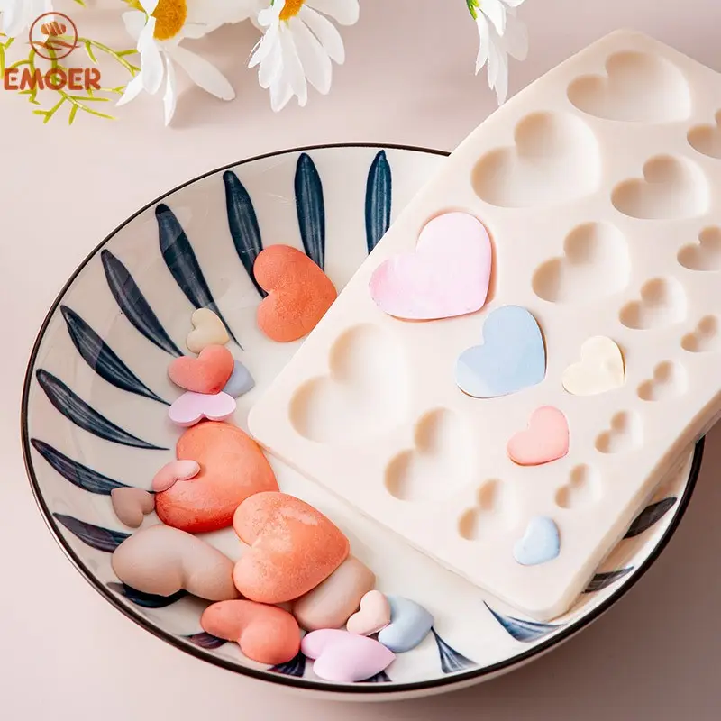Heart Silicone Molds Valentine's Day LOVE Plug-in Cake Moulding DIY Decorative Chocolate Flip Sugar Molds