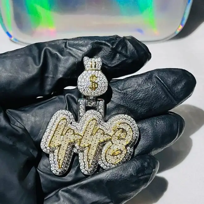 Ins estilo Hip Hop personalizado Iced Out colgante coche espejo colgante Hip Hop COLLAR COLGANTE conjunto