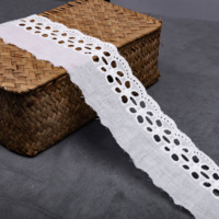 Renda Rajut Poliester 100% Berkualitas Tinggi Ramah Lingkungan Putih Motif Bunga Bordir 10cm untuk Gaun dan Tekstil Rumah