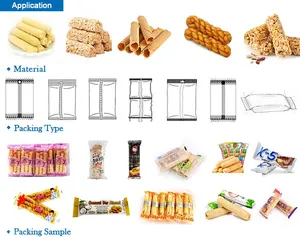 Automatic Plastic Bag Horizontal Pillow Wafer Double Sandwiching Cookies Packaging Flow Wrapper Biscuit Packing Machine
