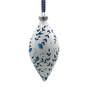 Ornements de Noël en verre blanc peints à la main, fabriqués directement en usine, motifs bleus luxueux, décorations de Noël pour cadeaux de fête - Product Image 4