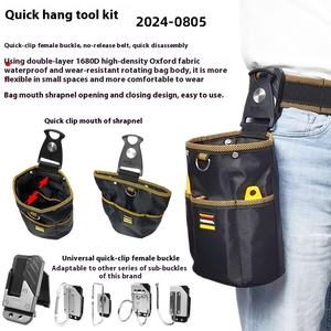 Sac à outils rotatif en polyester personnalisé, fermeture éclair, sac pour pièces électriques, sac à clous pour le travail du bois, sac cylindrique pour la taille - Product Image 2