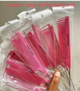 Peigne à queue de rat antistatique en promotion, peigne de coiffure pour salon, peigne à tresser en carbone avec logo personnalisé - Product Image 4