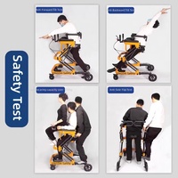 Déambulateur de rééducation professionnel, entraîneur de marche, double support à vérin à gaz, pliable, anti-basculement, charge 150 kg, pour adultes de grande taille, CE HEDY/GT03