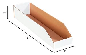 Boîtes en carton blanches personnalisées bacs de rangement en carton ondulé 12x4x4.5 pouces garde-manger bacs organisateur pour <span class=keywords><strong>étagère</strong></span>s garage bureau organisation - Product Image 5
