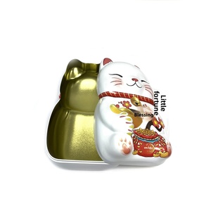 Boîte en fer blanc porte-bonheur en forme de chat Maneki Neko, grande taille, sac de la fortune, emballage cadeau, recyclable, écologique, Chine - Product Image 4