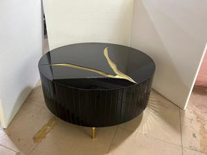Lujosa mesa de centro Octagonal de estilo europeo moderno con espejo de madera maciza para sala de estar, estudio o decoración de entrada - Product Image 5
