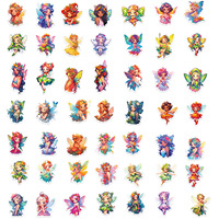 50 autocollants de fée fleurie de dessin animé pour fille, scrapbooking, décoration murale, bouteille, autocollant en vinyle, papillon, fée