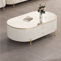 Meuble TV ovale en marbre et bois, ensemble de meubles noir et blanc, minimaliste, moderne, pour salon, écologique, durable, personnalisable