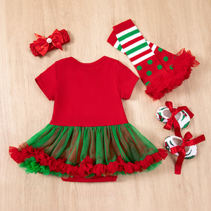 Vendite dirette della fabbrica Cross-Border 4 pezzi di natale pagliaccetto del bambino Set per ragazze cartone animato albero di natale <span class=keywords><strong>abbigliamento</strong></span> per anziani - Product Image 3